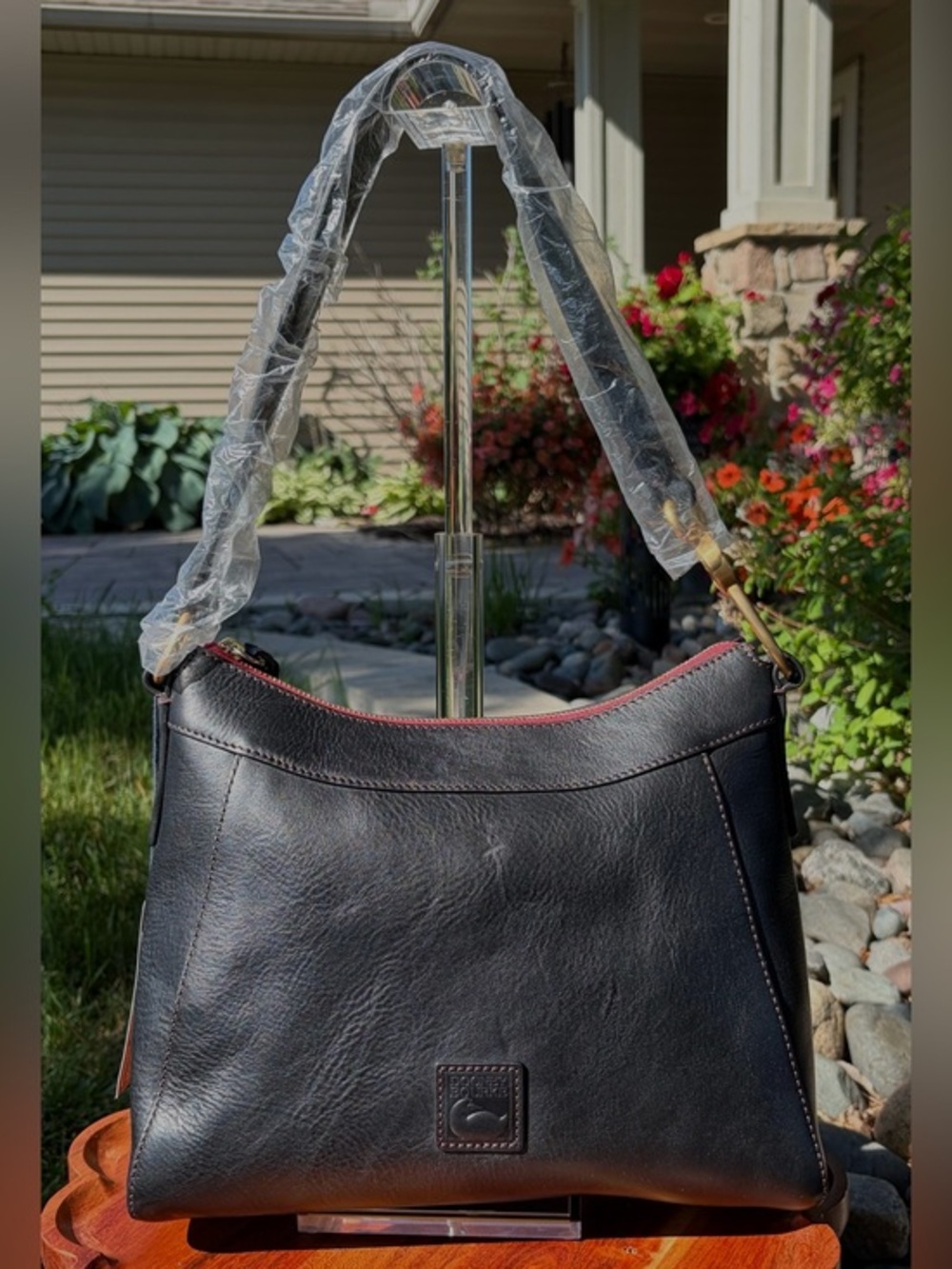 Dooney & Bourke Cassidy Hobo Large Black Florentine Leather NWT